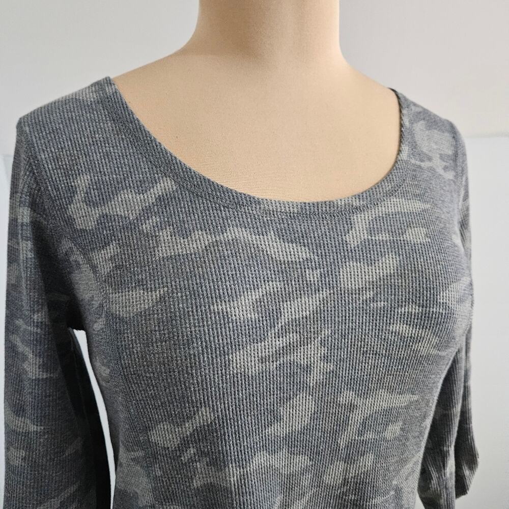 New Tribal Jeans Gray Green Camo Scoop Neck Tunic Dress 3/4 Bow Sleeves Pocket - Picture 6 of 16